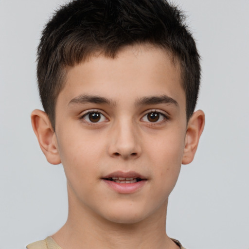 Neutral white child male with short  brown hair and brown eyes