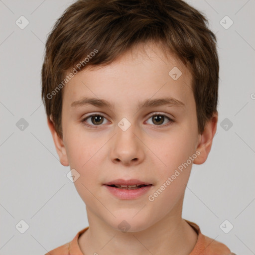 Neutral white child male with short  brown hair and brown eyes