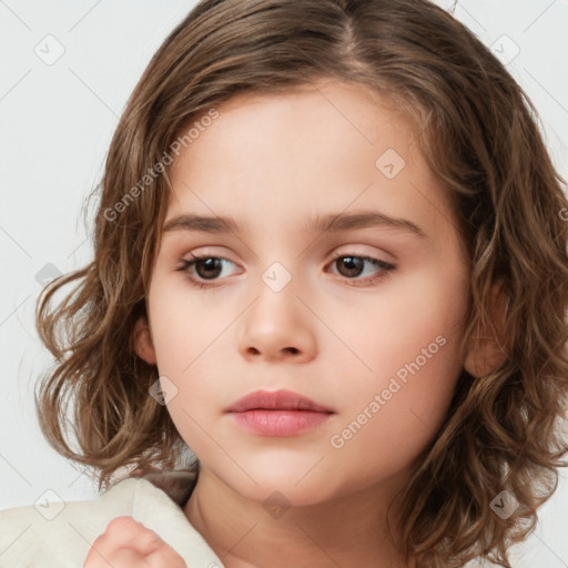 Neutral white child female with medium  brown hair and brown eyes