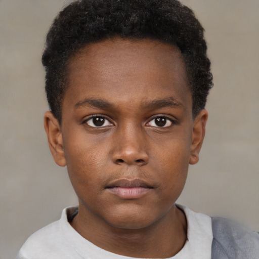 Neutral black child male with short  brown hair and brown eyes