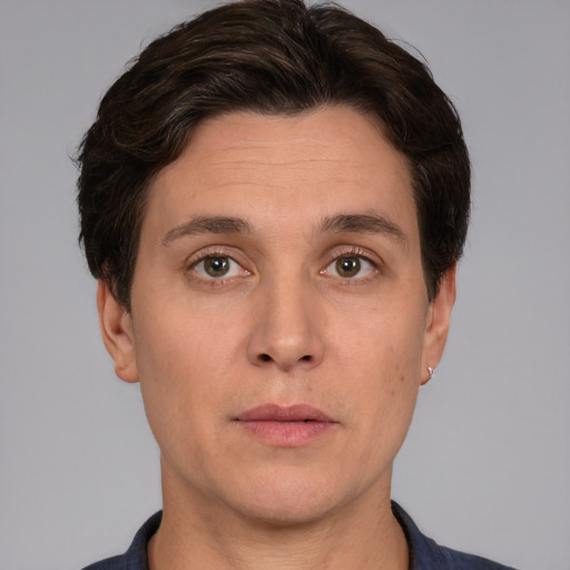 Neutral white adult male with short  brown hair and brown eyes