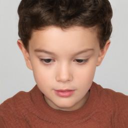 Neutral white child female with short  brown hair and brown eyes