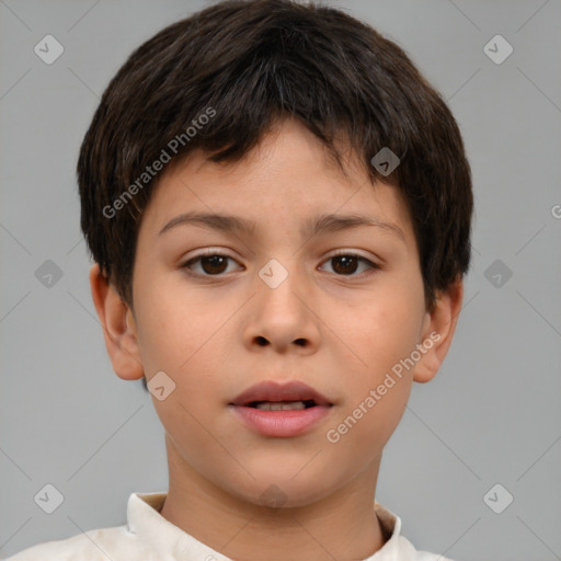 Neutral white child male with short  brown hair and brown eyes