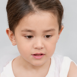 Neutral white child female with short  brown hair and brown eyes