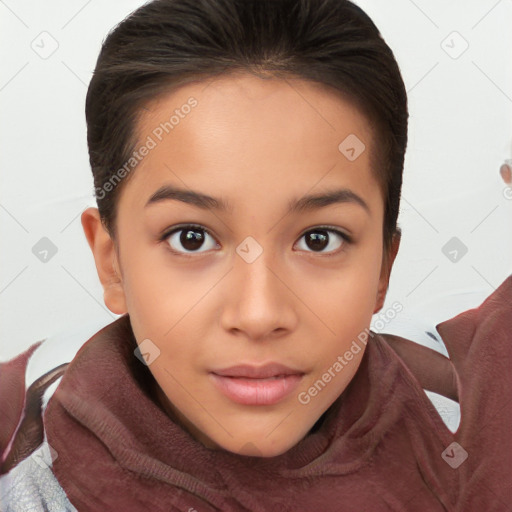 Neutral white child female with short  brown hair and brown eyes