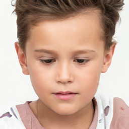 Neutral white child female with short  brown hair and brown eyes