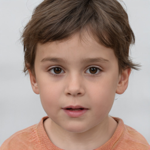 Neutral white child male with short  brown hair and brown eyes