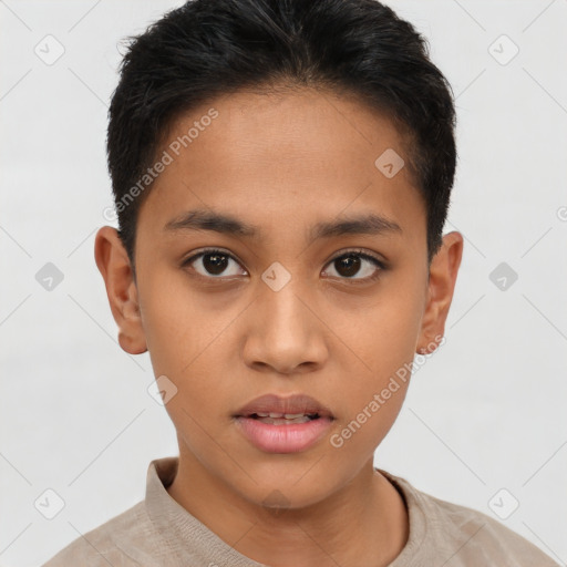 Neutral latino young-adult male with short  brown hair and brown eyes