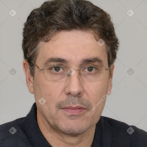 Neutral white adult male with short  brown hair and brown eyes
