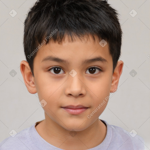 Neutral white child male with short  brown hair and brown eyes