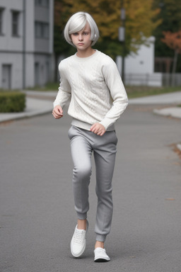 Slovenian teenager boy with  white hair