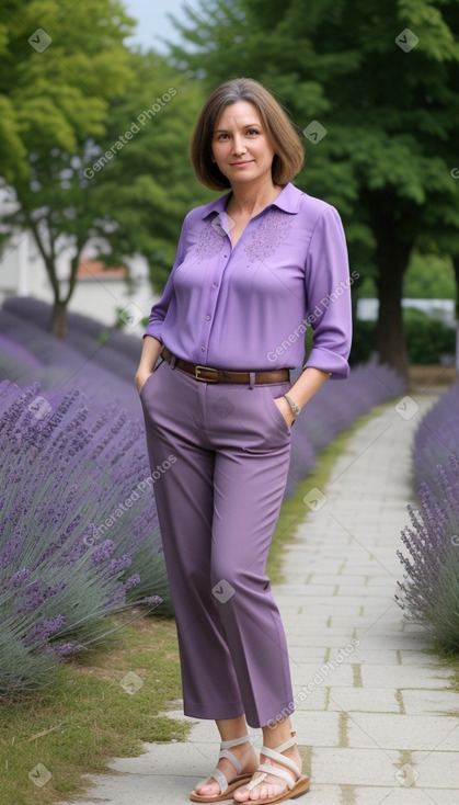 Slovenian middle-aged female with  brown hair