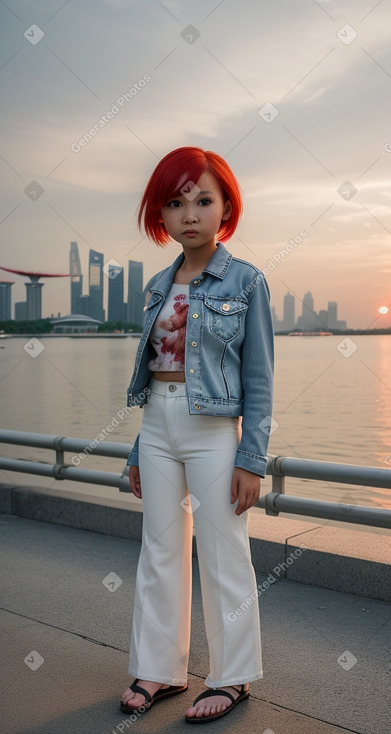 Singaporean child female with  white hair