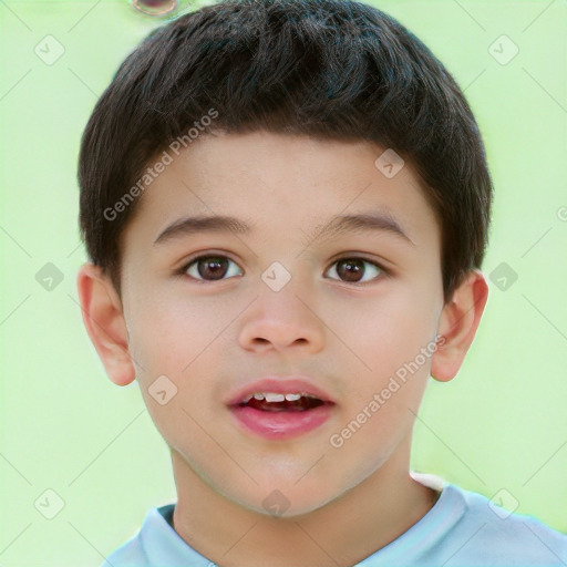 Neutral white child male with short  brown hair and brown eyes