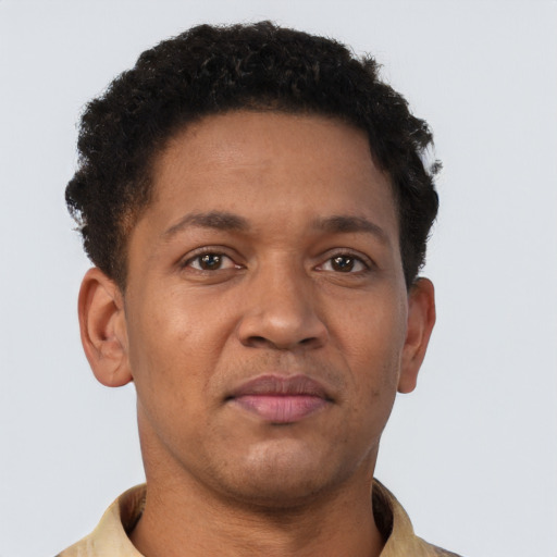 Neutral latino young-adult male with short  brown hair and brown eyes