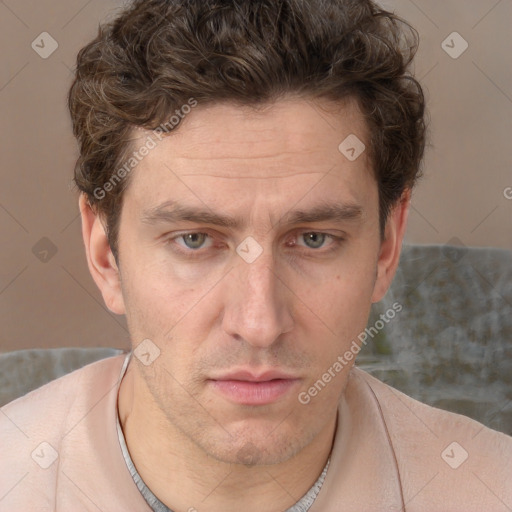 Neutral white adult male with short  brown hair and brown eyes