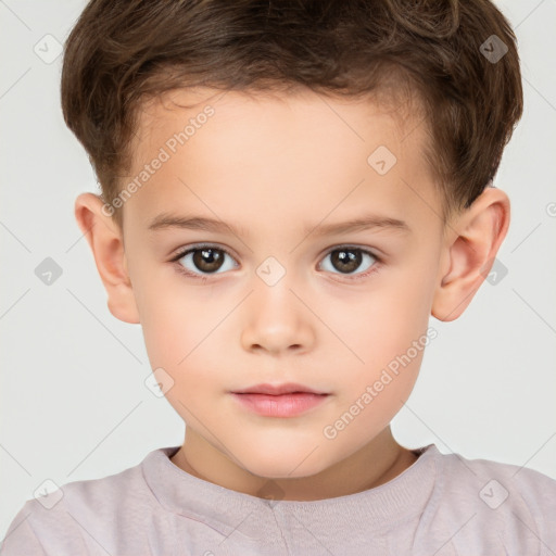 Neutral white child male with short  brown hair and brown eyes