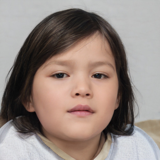 Neutral asian child female with medium  brown hair and brown eyes