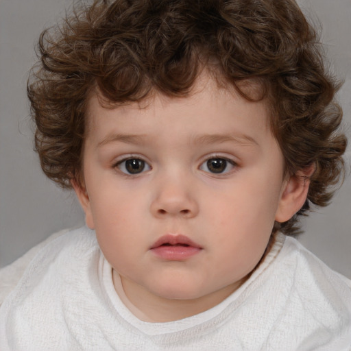 Neutral white child male with medium  brown hair and brown eyes