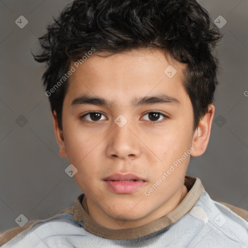 Neutral white child male with short  brown hair and brown eyes