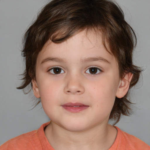 Neutral white child female with medium  brown hair and brown eyes