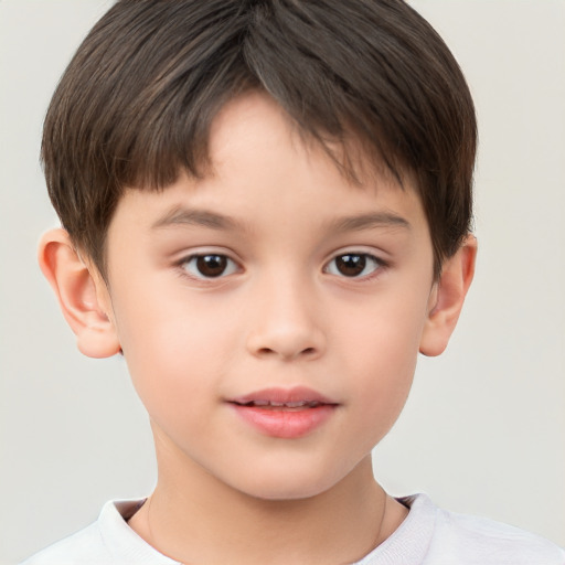 Neutral white child male with short  brown hair and brown eyes