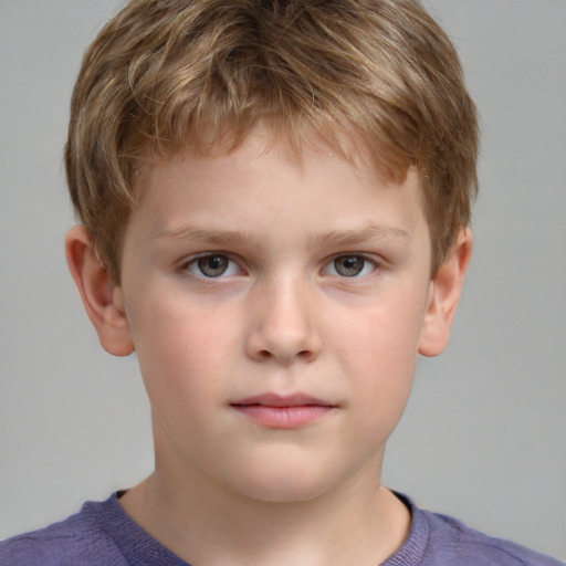 Neutral white child male with short  brown hair and grey eyes