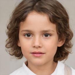 Neutral white child female with medium  brown hair and brown eyes