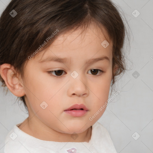 Neutral white child female with medium  brown hair and brown eyes