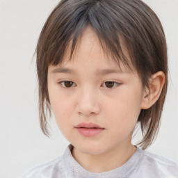 Neutral asian child female with medium  brown hair and brown eyes