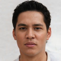 Neutral asian young-adult male with short  brown hair and brown eyes