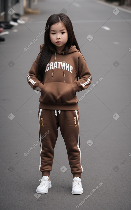 Vietnamese child girl with  brown hair