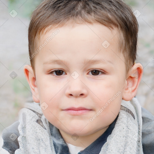 Neutral white child male with short  brown hair and brown eyes