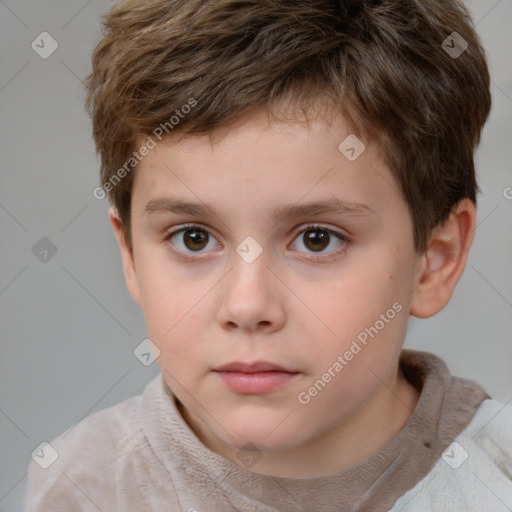 Neutral white child male with short  brown hair and brown eyes