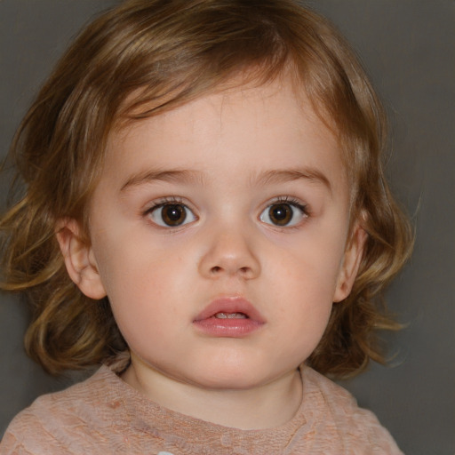 Neutral white child female with medium  brown hair and brown eyes