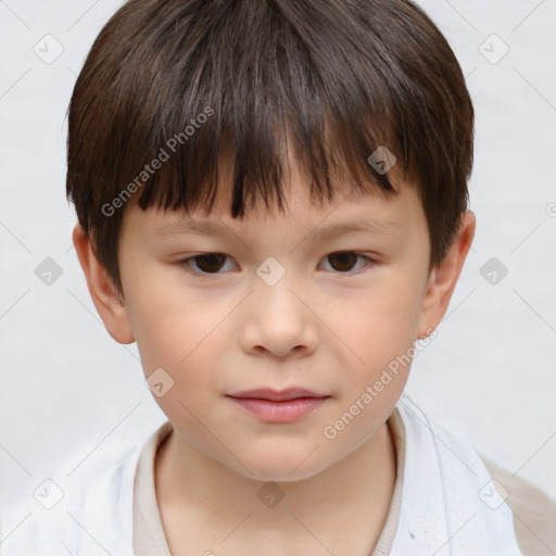 Neutral white child male with short  brown hair and brown eyes