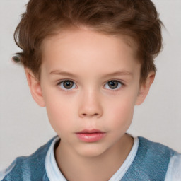 Neutral white child female with short  brown hair and brown eyes