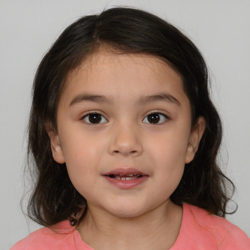 Neutral white child female with medium  brown hair and brown eyes