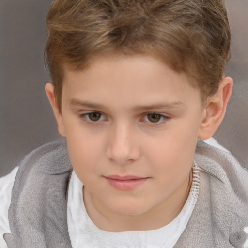 Neutral white child male with short  brown hair and brown eyes