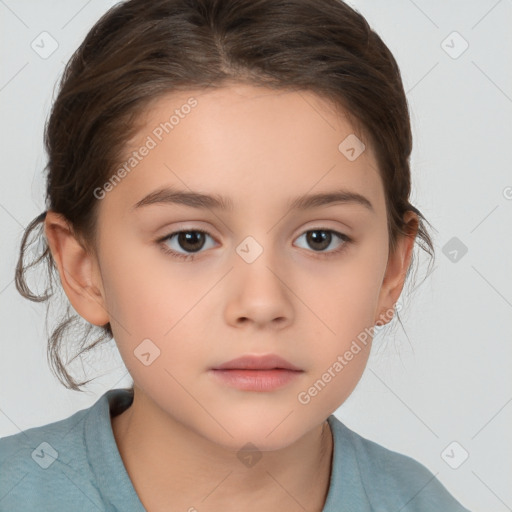 Neutral white child female with medium  brown hair and brown eyes