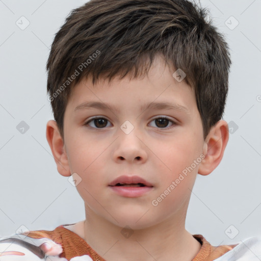 Neutral white child male with short  brown hair and brown eyes