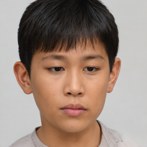 Neutral asian young-adult male with short  brown hair and brown eyes
