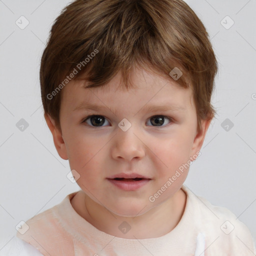 Neutral white child male with short  brown hair and brown eyes