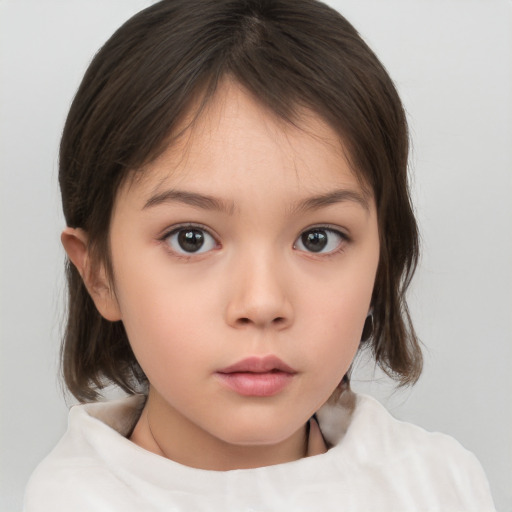 Neutral white child female with medium  brown hair and brown eyes