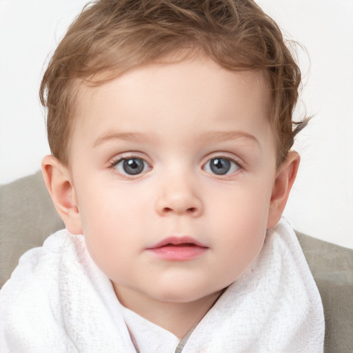 Neutral white child male with short  brown hair and blue eyes