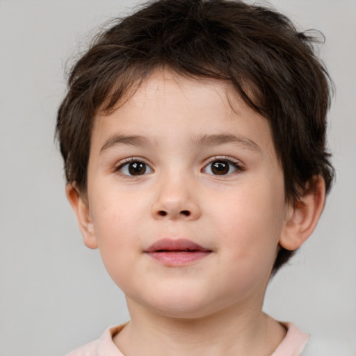 Neutral white child male with short  brown hair and brown eyes