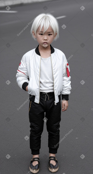 Mongolian child boy with  white hair