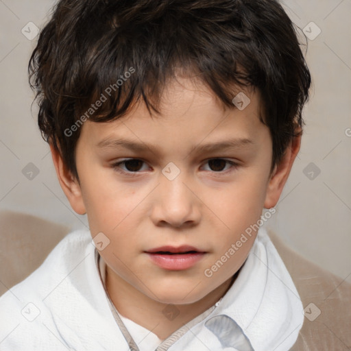 Neutral white child male with short  brown hair and brown eyes