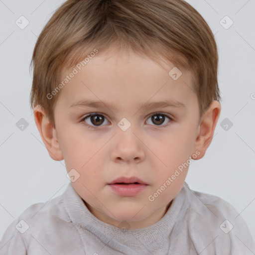 Neutral white child male with short  brown hair and brown eyes