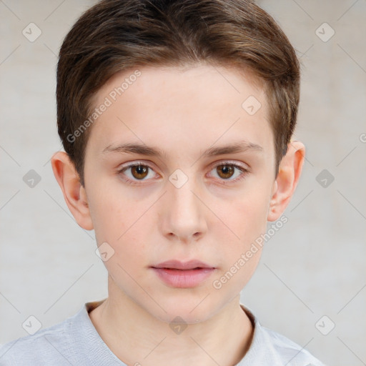 Neutral white child male with short  brown hair and brown eyes